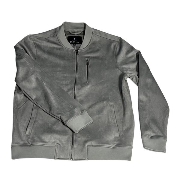 Ben Sherman Men's Grey Faux Suede Soft Bomber Jacket Size Medium - Picture 1 of 11